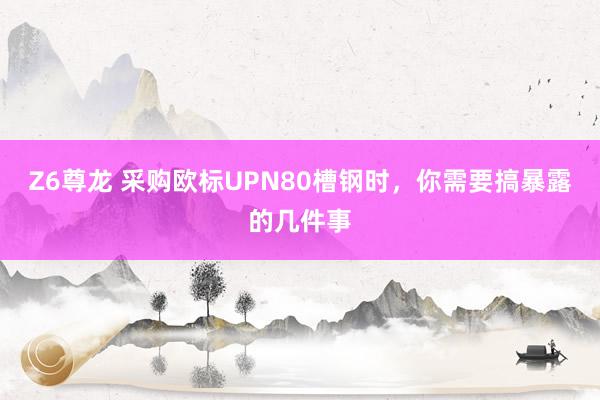 Z6尊龙 采购欧标UPN80槽钢时，你需要搞暴露的几件事