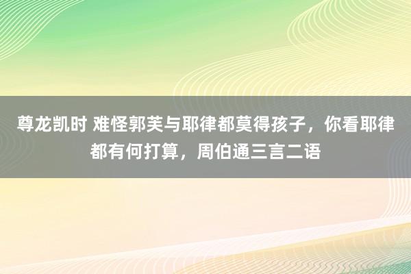 尊龙凯时 难怪郭芙与耶律都莫得孩子，你看耶律都有何打算，周伯通三言二语