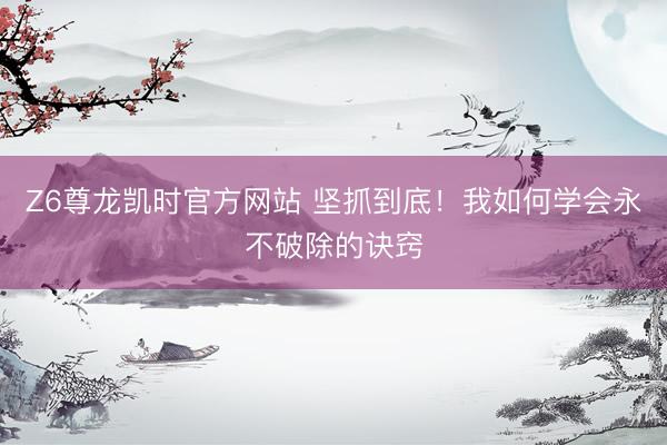 Z6尊龙凯时官方网站 坚抓到底！我如何学会永不破除的诀窍