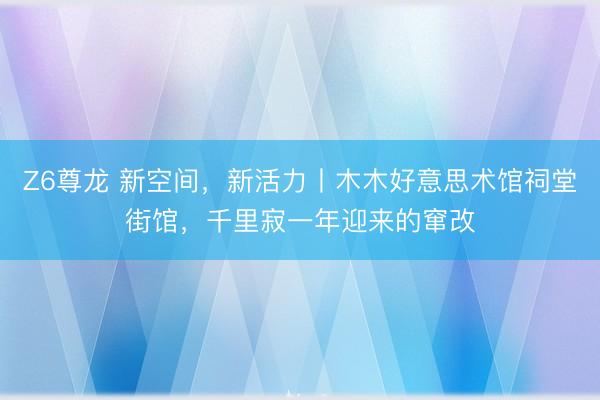 Z6尊龙 新空间，新活力丨木木好意思术馆祠堂街馆，千里寂一年迎来的窜改